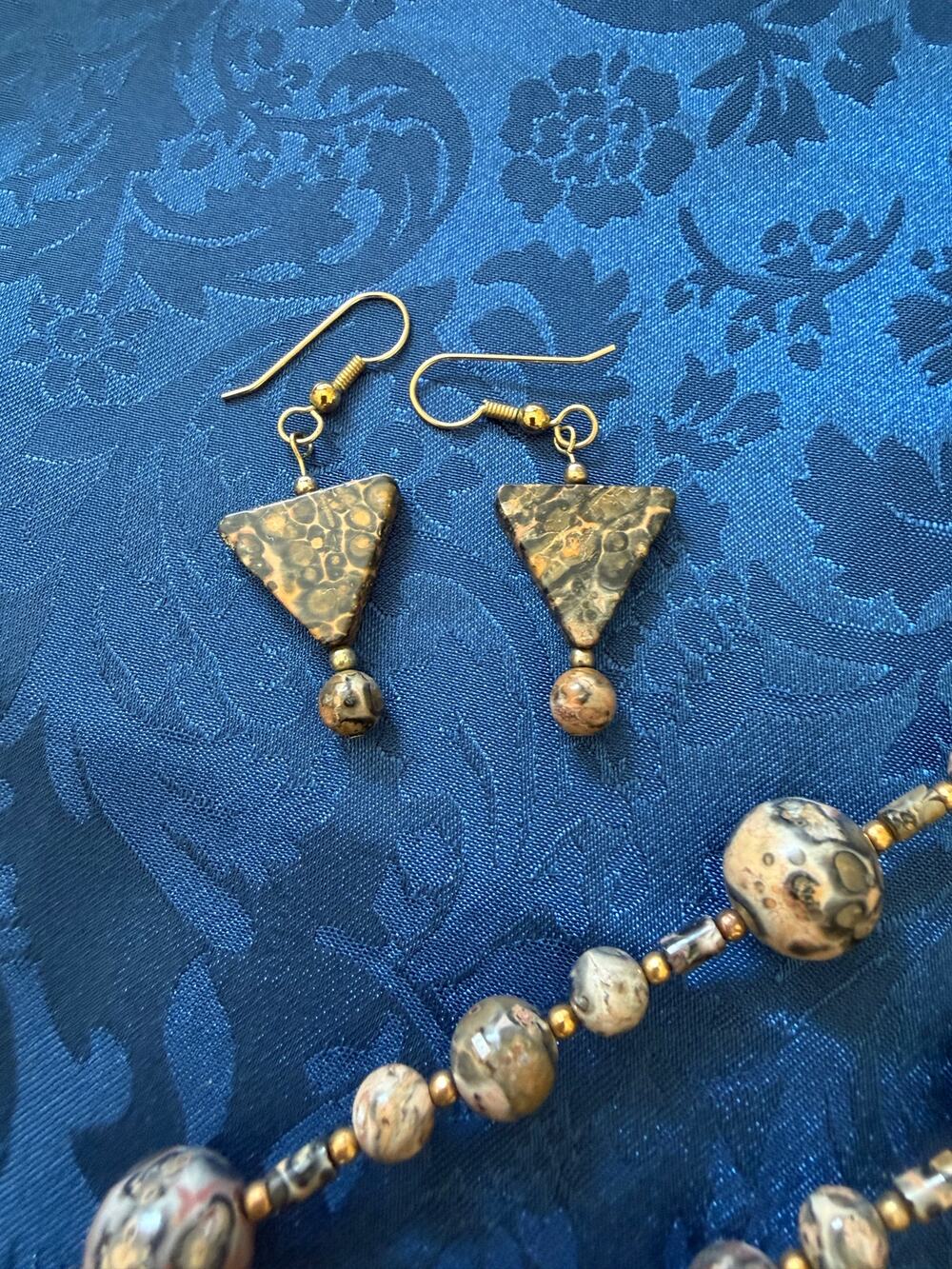 Leopard Skin Jasper Jewelry Set – 2 Necklaces & Matching Earrings